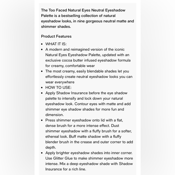 Too Faced natural eyes matte eyeshadow pallete - Picture 6 of 6